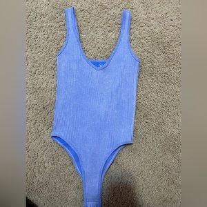 Aura Blue Ribbed Stretchy Bodysuit